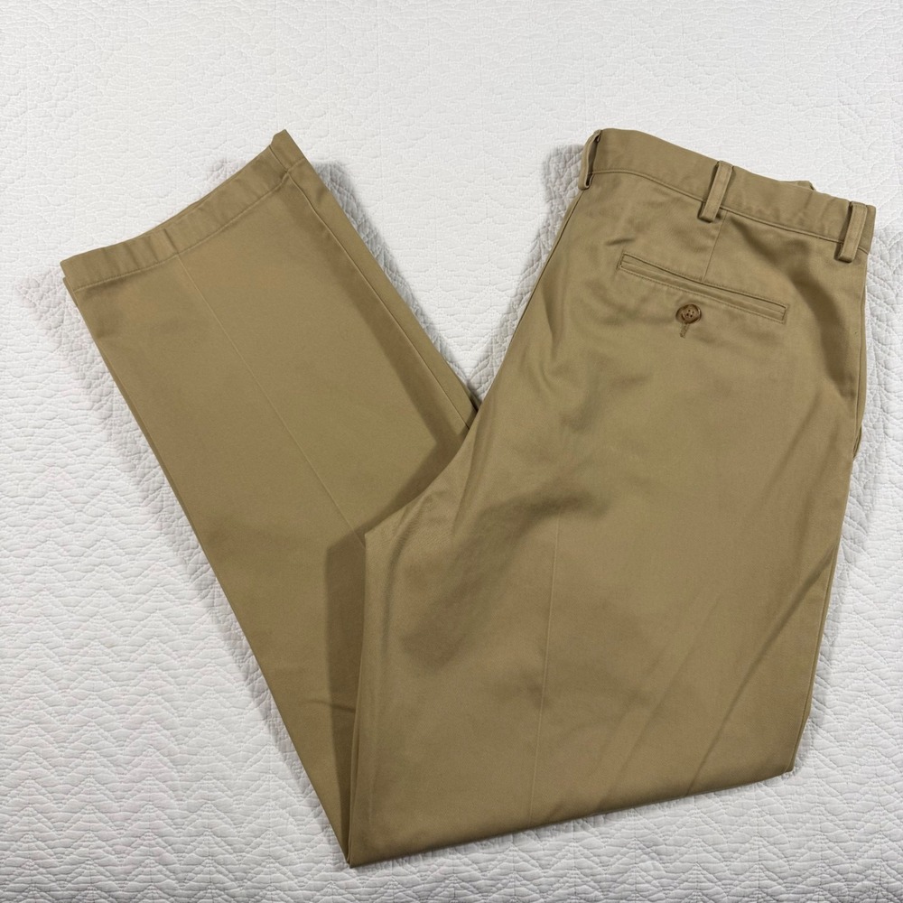 LL Bean Mens Comfort Waist Khaki Chino Pants Cotton Twill 37x32 Tan NWOT